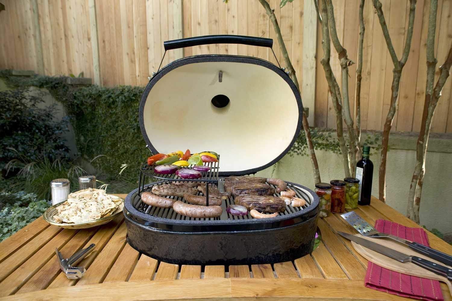 Primo Oval XL 400 Ceramic Kamado Grill on Table