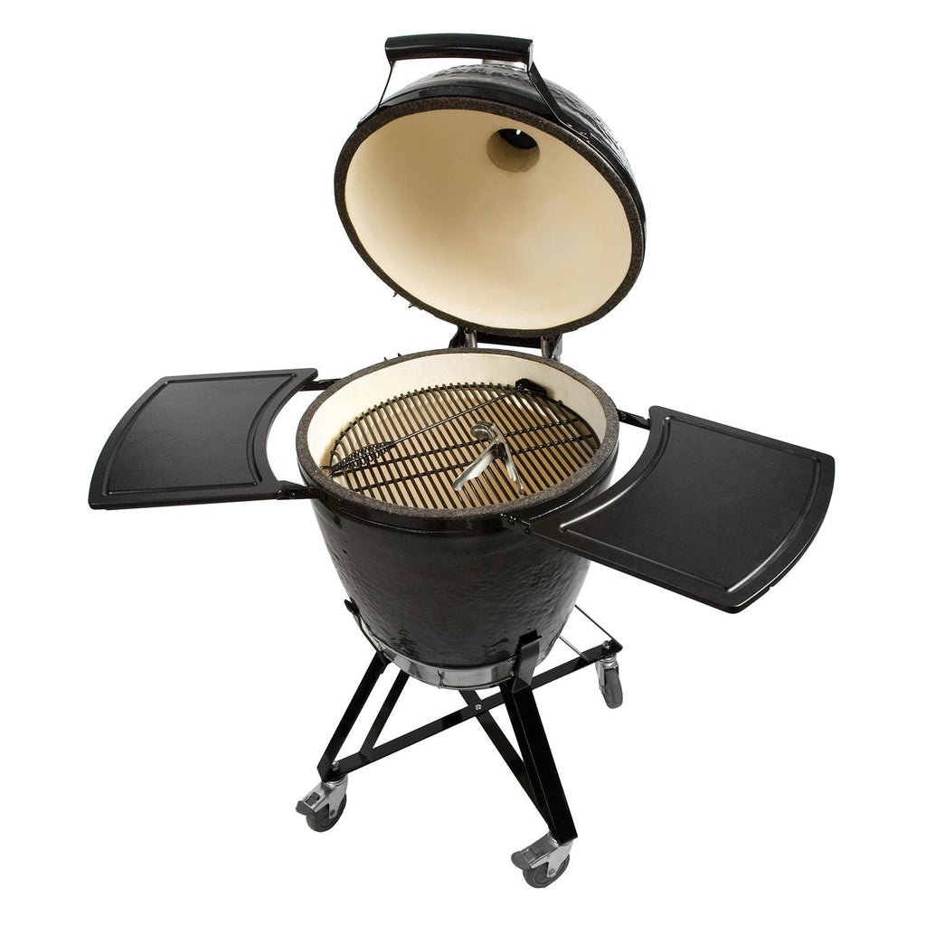 Primo Large Round Ceramic Kamado Grill with Cradle & Side Shelves